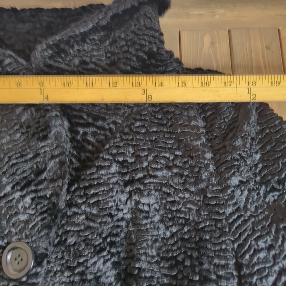 Retro Black Wool Blend Faux Persian Lambswool Short Coat Formal Dressy - Picture 11 of 15
